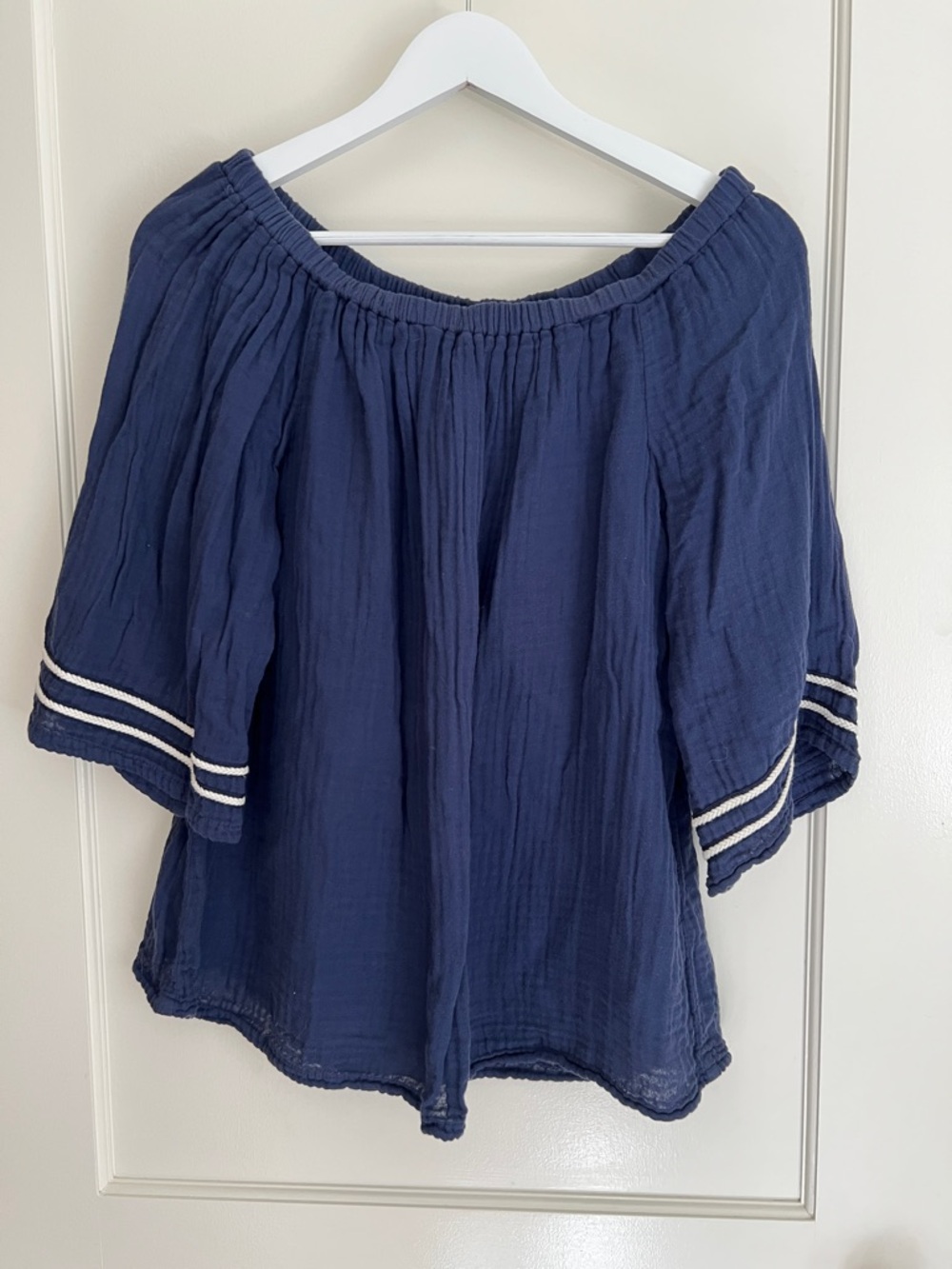 Michael Stars Navy Gauze Elastic-Waist Top